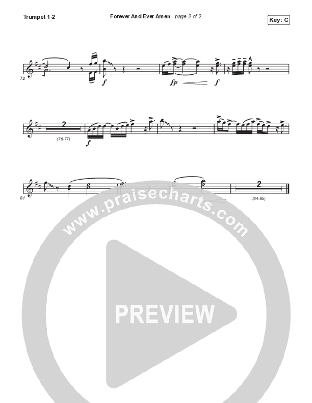 Forever And Ever Amen (Choral Anthem SATB) Trumpet 1,2 (Travis Cottrell / Arr. Travis Cottrell)