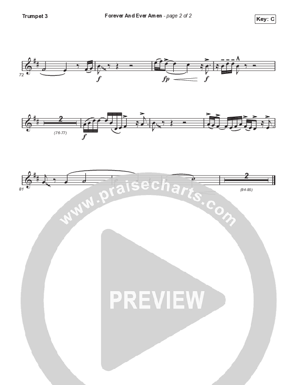 Forever And Ever Amen (Choral Anthem SATB) Trumpet 3 (Travis Cottrell / Arr. Travis Cottrell)