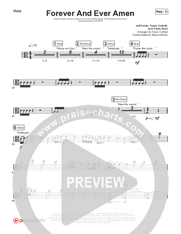 Forever And Ever Amen (Choral Anthem SATB) Viola (Travis Cottrell / Arr. Travis Cottrell)