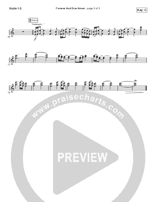Forever And Ever Amen (Choral Anthem SATB) Violin 1,2 (Travis Cottrell / Arr. Travis Cottrell)