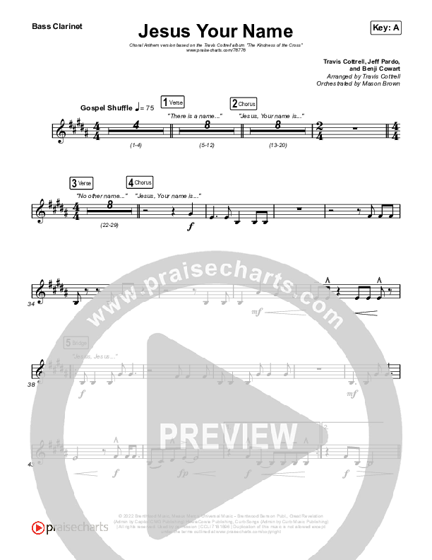 Jesus Your Name (Choral Anthem SATB) Clarinet 1,2 (Travis Cottrell / Arr. Travis Cottrell)