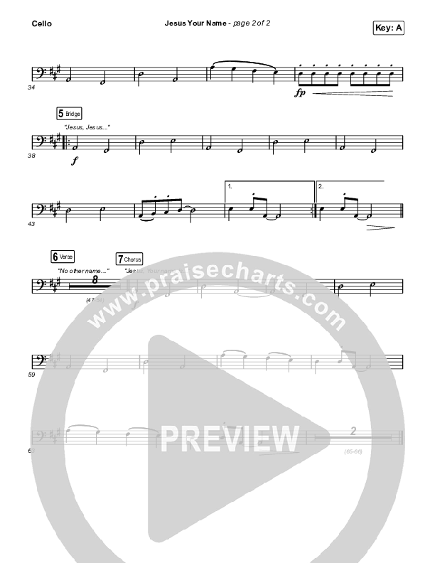Jesus Your Name (Choral Anthem SATB) Cello (Travis Cottrell / Arr. Travis Cottrell)