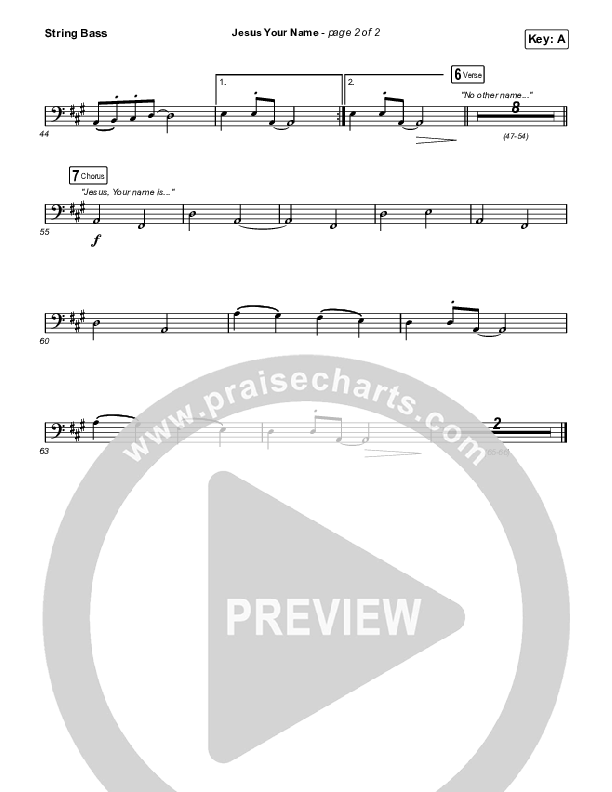 Jesus Your Name (Choral Anthem SATB) String Bass (Travis Cottrell / Arr. Travis Cottrell)