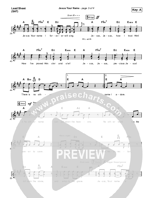 Jesus Your Name (Choral Anthem SATB) Lead Sheet (SAT) (Travis Cottrell / Arr. Travis Cottrell)