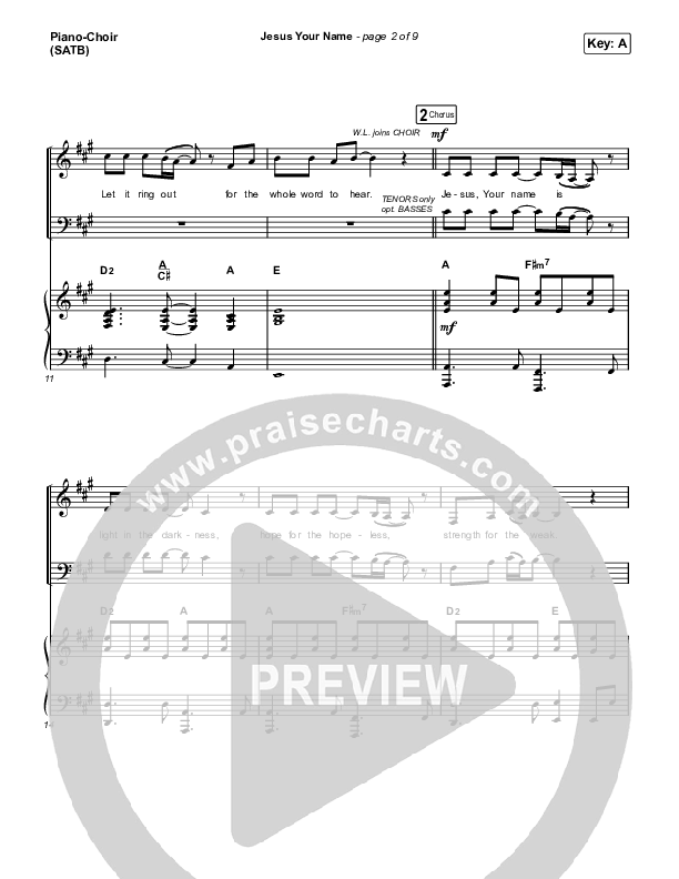 Jesus Your Name (Choral Anthem) Anthem (SATB + Piano) (PraiseCharts Choral / Travis Cottrell / Arr. Travis Cottrell)