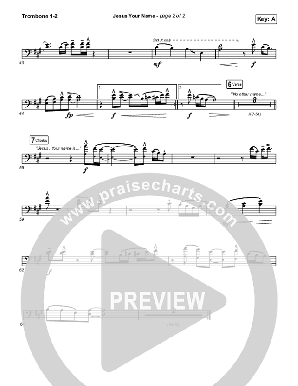 Jesus Your Name (Choral Anthem SATB) Trombone 1/2 (Travis Cottrell / Arr. Travis Cottrell)