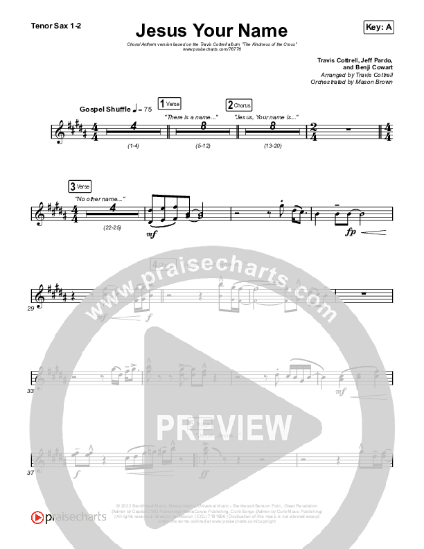 Jesus Your Name (Choral Anthem SATB) Sax Pack (Travis Cottrell / Arr. Travis Cottrell)