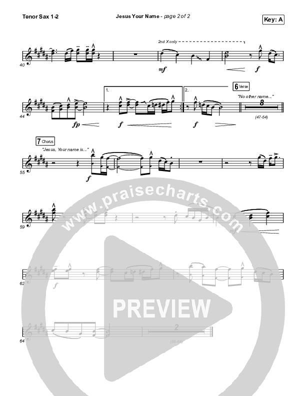 Jesus Your Name (Choral Anthem SATB) Tenor Sax 1,2 (Travis Cottrell / Arr. Travis Cottrell)