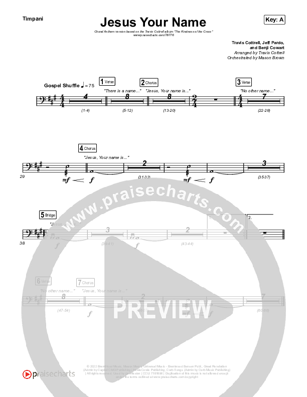 Jesus Your Name (Choral Anthem SATB) Timpani (Travis Cottrell / Arr. Travis Cottrell)