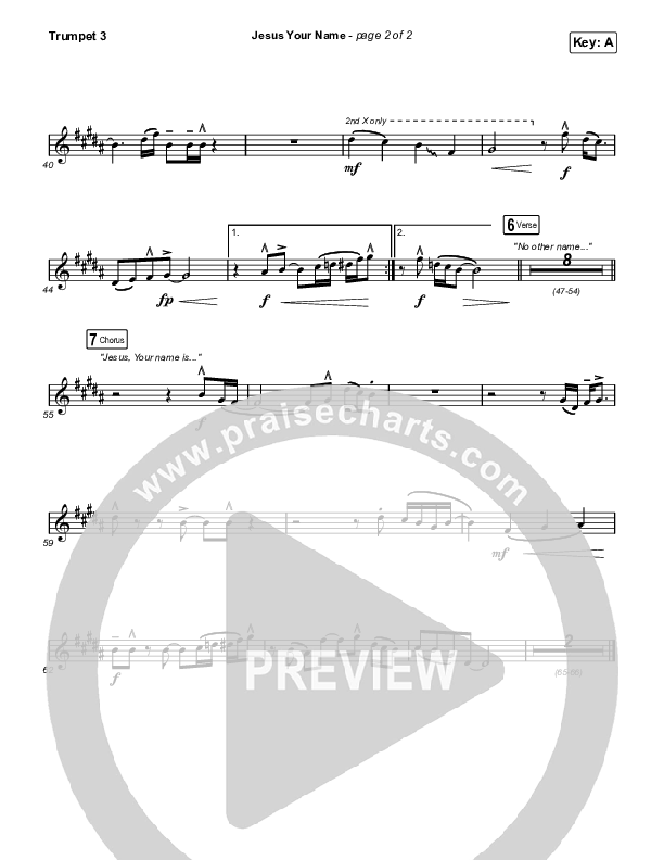 Jesus Your Name (Choral Anthem SATB) Trumpet 3 (Travis Cottrell / Arr. Travis Cottrell)
