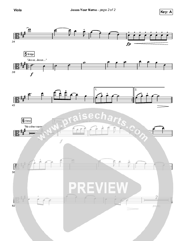 Jesus Your Name (Choral Anthem SATB) Viola (Travis Cottrell / Arr. Travis Cottrell)