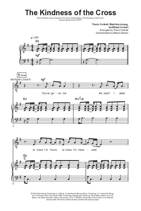 The Kindness Of The Cross (Choral Anthem SATB) Octavo (SATB & Pno) (Travis Cottrell / Arr. Travis Cottrell)