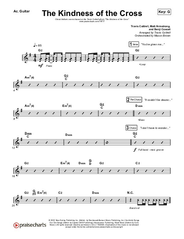 The Kindness Of The Cross (Choral Anthem SATB) Acoustic Guitar (Travis Cottrell / Arr. Travis Cottrell)