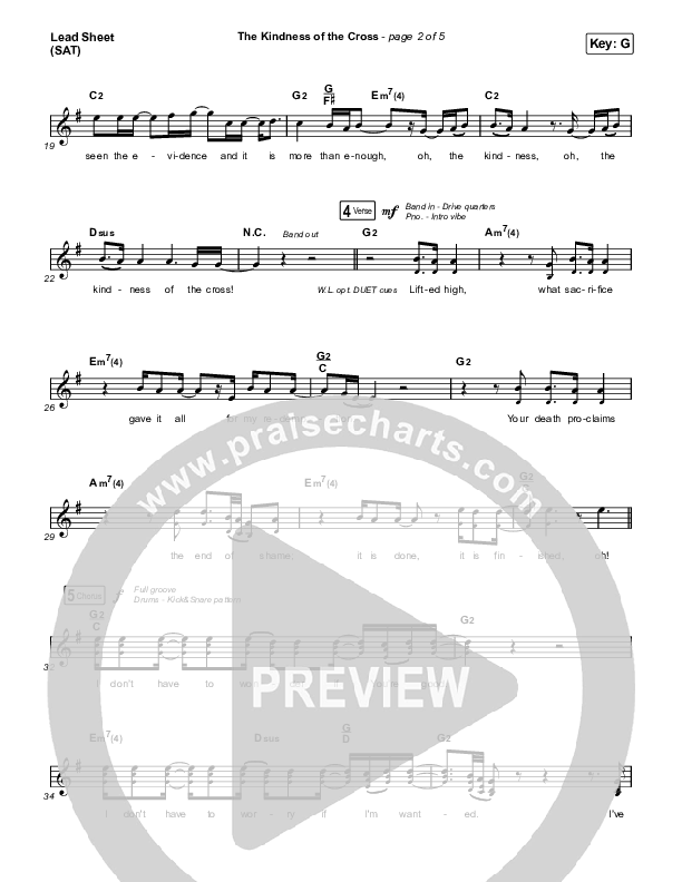 The Kindness Of The Cross (Choral Anthem SATB) Lead Sheet (SAT) (Travis Cottrell / Arr. Travis Cottrell)