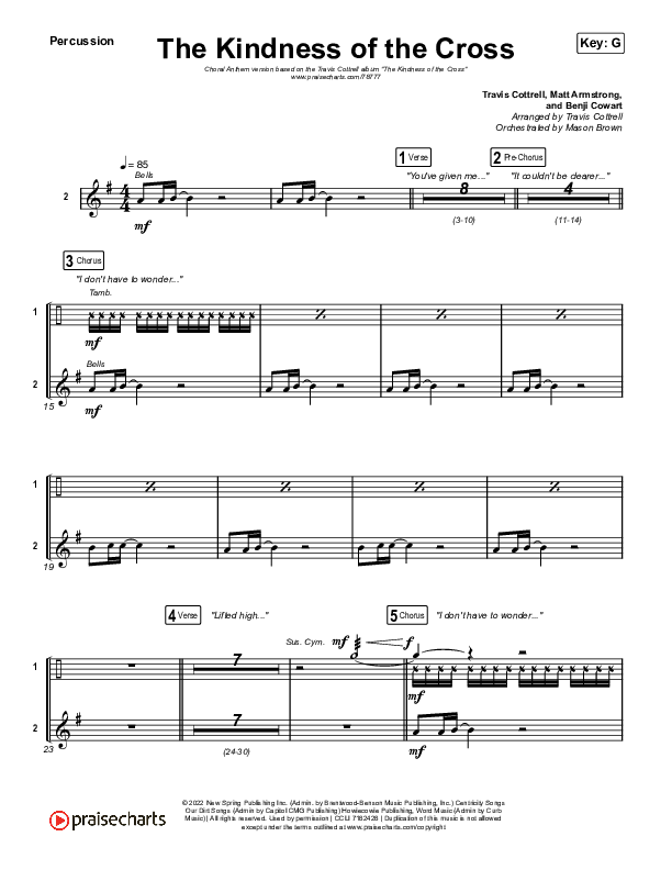 The Kindness Of The Cross (Choral Anthem SATB) Percussion (Travis Cottrell / Arr. Travis Cottrell)
