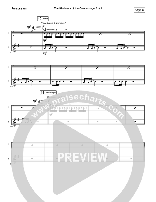 The Kindness Of The Cross (Choral Anthem SATB) Percussion (Travis Cottrell / Arr. Travis Cottrell)