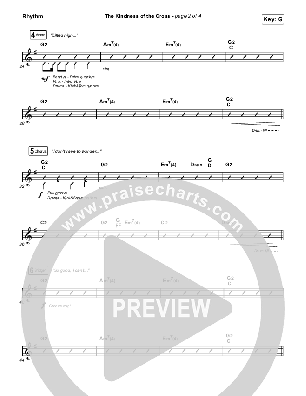 The Kindness Of The Cross (Choral Anthem SATB) Rhythm Chart (Travis Cottrell / Arr. Travis Cottrell)