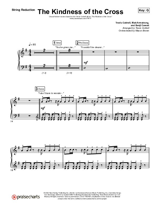 The Kindness Of The Cross (Choral Anthem SATB) String Reduction (Travis Cottrell / Arr. Travis Cottrell)