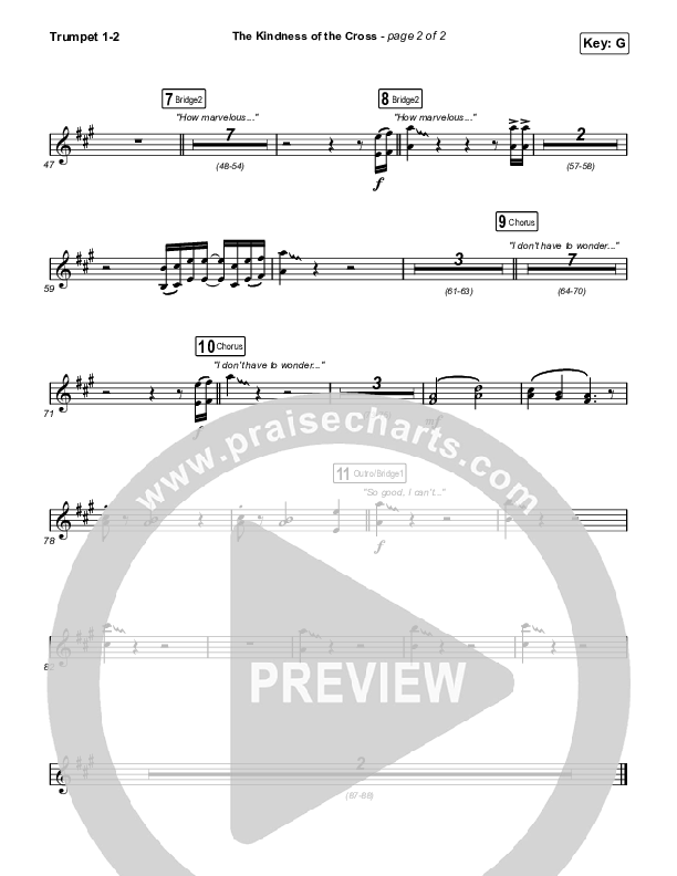 The Kindness Of The Cross (Choral Anthem SATB) Trumpet 1,2 (Travis Cottrell / Arr. Travis Cottrell)