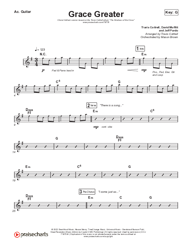 Grace Greater (Choral Anthem SATB) Acoustic Guitar (Travis Cottrell / Arr. Travis Cottrell)