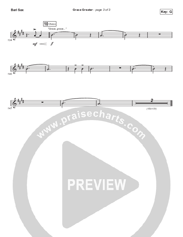 Grace Greater (Choral Anthem SATB) Bari Sax (Travis Cottrell / Arr. Travis Cottrell)