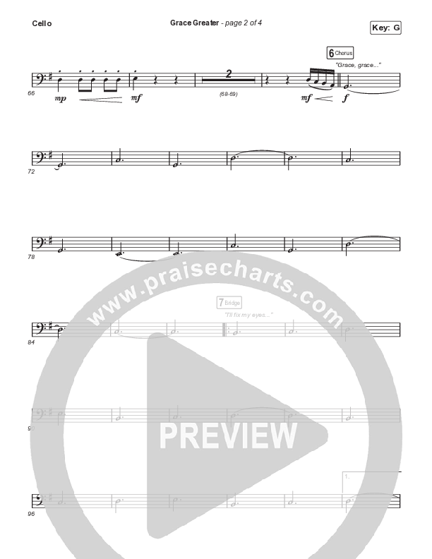 Grace Greater (Choral Anthem SATB) Cello (Travis Cottrell / Arr. Travis Cottrell)