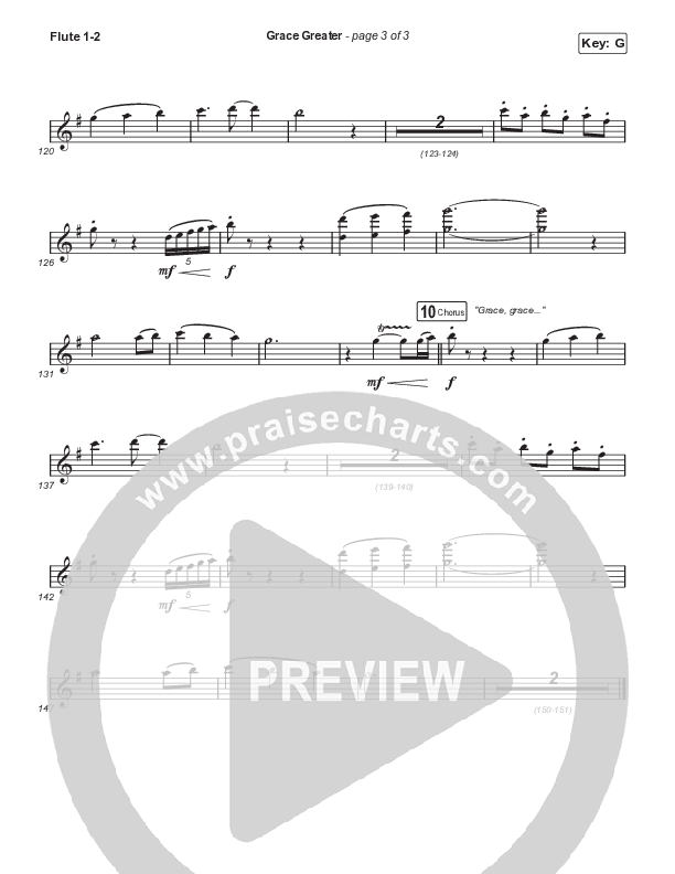 Grace Greater (Choral Anthem SATB) Flute 1,2 (Travis Cottrell / Arr. Travis Cottrell)