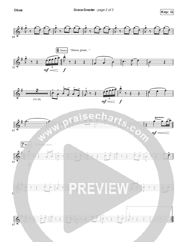 Grace Greater (Choral Anthem SATB) Oboe (Travis Cottrell / Arr. Travis Cottrell)