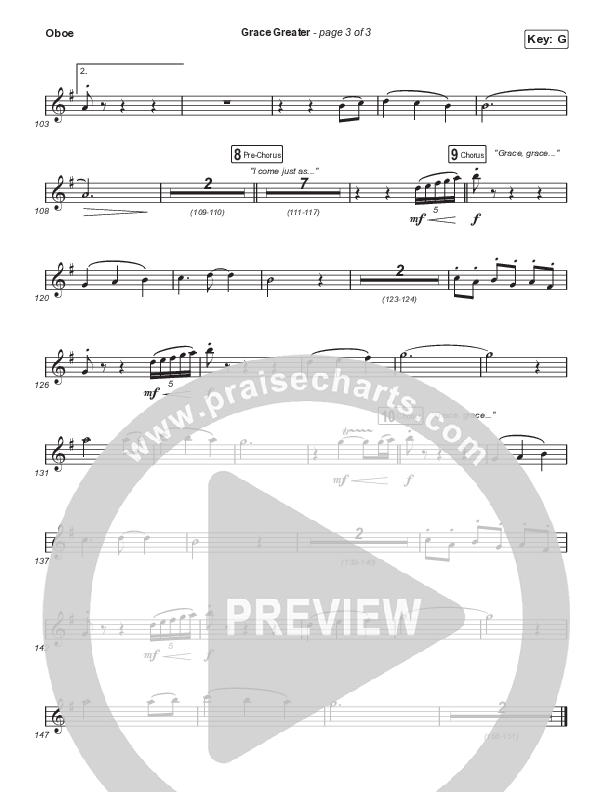 Grace Greater (Choral Anthem SATB) Oboe (Travis Cottrell / Arr. Travis Cottrell)