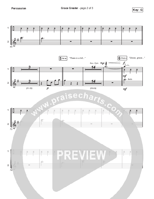Grace Greater (Choral Anthem SATB) Percussion (Travis Cottrell / Arr. Travis Cottrell)