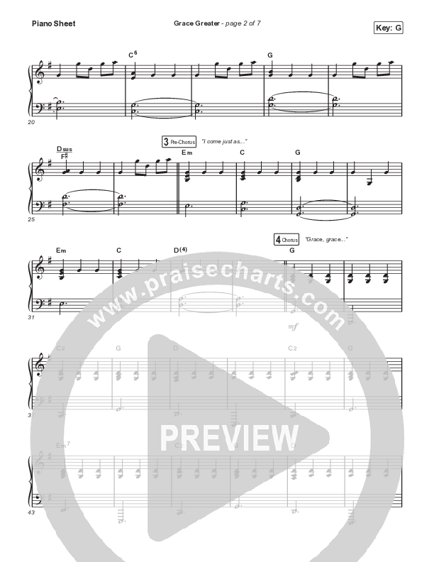 Grace Greater (Choral Anthem SATB) Piano Sheet (Travis Cottrell / Arr. Travis Cottrell)
