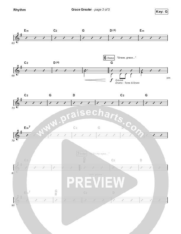 Grace Greater (Choral Anthem SATB) Rhythm Pack (Travis Cottrell / Arr. Travis Cottrell)