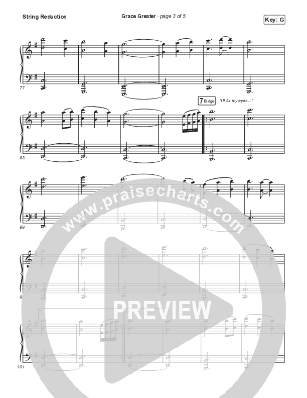 Grace Greater (Choral Anthem SATB) String Reduction (Travis Cottrell / Arr. Travis Cottrell)