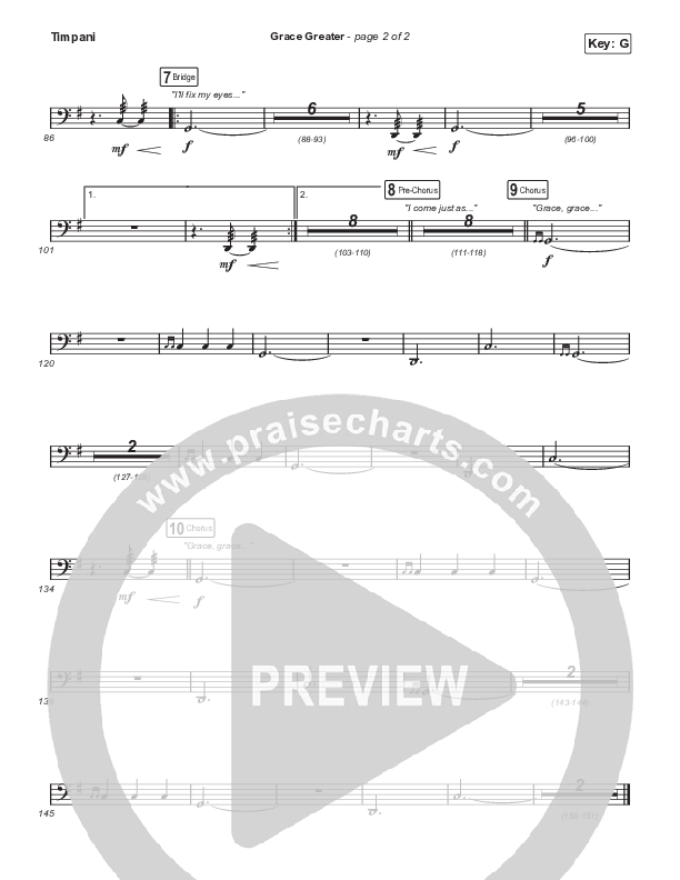 Grace Greater (Choral Anthem SATB) Timpani (Travis Cottrell / Arr. Travis Cottrell)