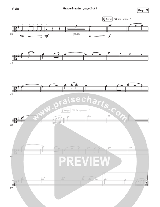 Grace Greater (Choral Anthem SATB) Viola (Travis Cottrell / Arr. Travis Cottrell)
