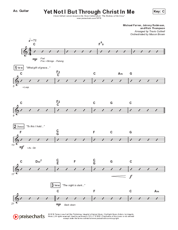 Yet Not I But Through Christ In Me (Choral Anthem SATB) Acoustic Guitar (Travis Cottrell / Lily Cottrell / Arr. Travis Cottrell)