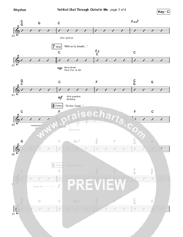 Yet Not I But Through Christ In Me (Choral Anthem SATB) Rhythm Chart (Travis Cottrell / Lily Cottrell / Arr. Travis Cottrell)