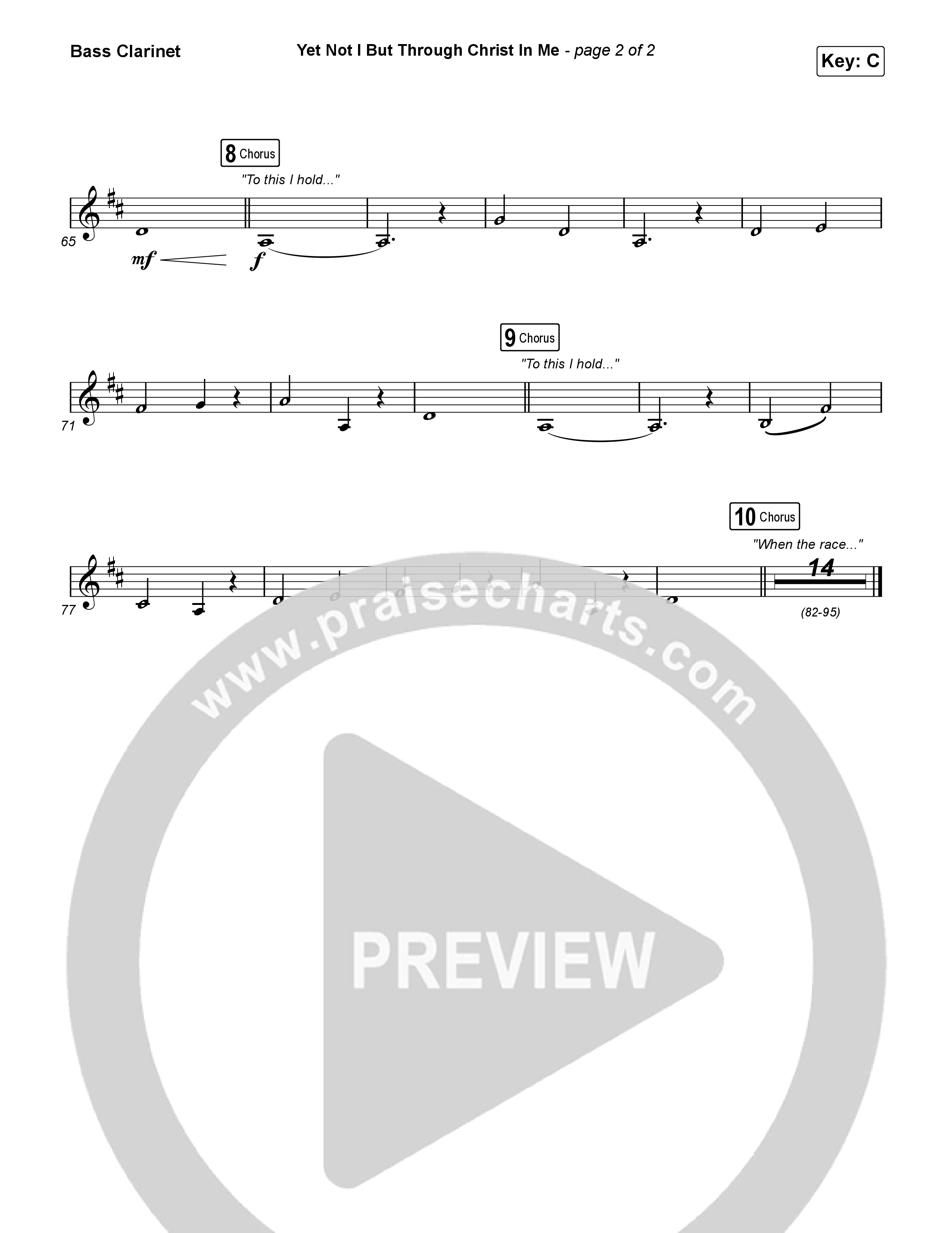 Yet Not I But Through Christ In Me (Choral Anthem SATB) Bass Clarinet (Travis Cottrell / Lily Cottrell / Arr. Travis Cottrell)