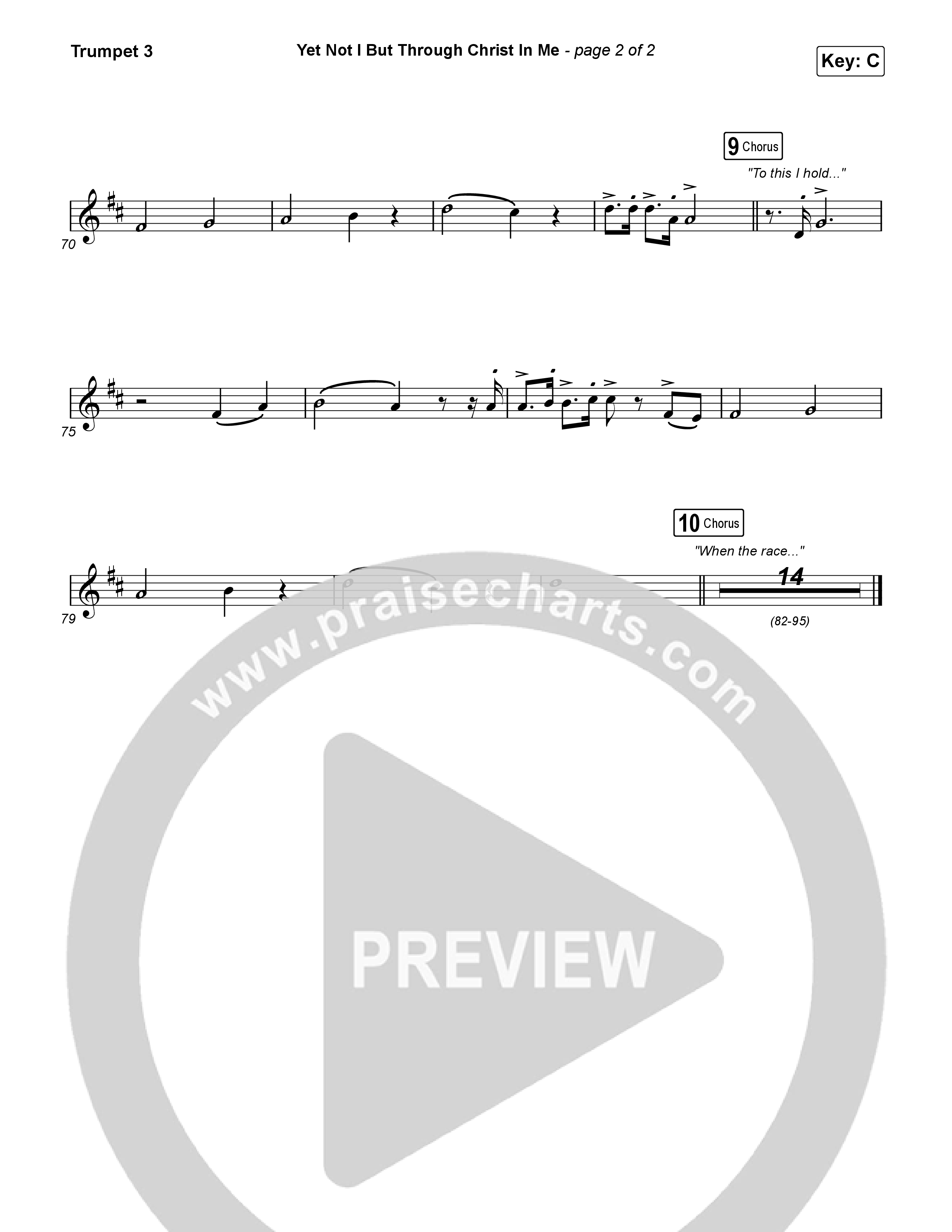 Yet Not I But Through Christ In Me (Choral Anthem SATB) Trumpet 3 (Travis Cottrell / Lily Cottrell / Arr. Travis Cottrell)