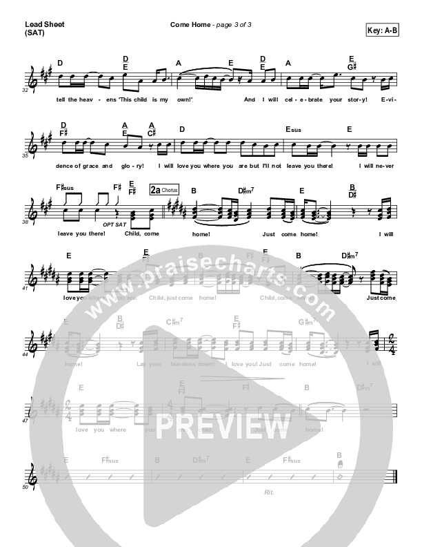 Come Home Lead Sheet (Dennis Jernigan)