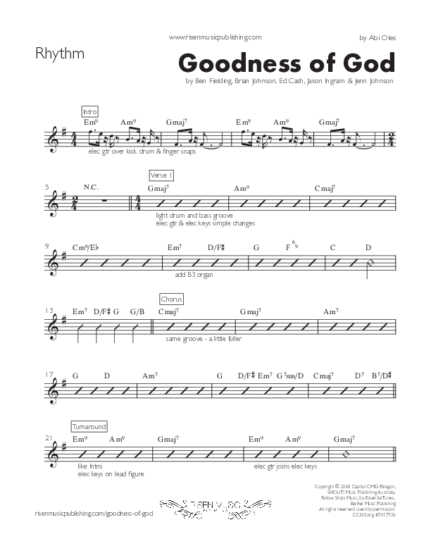 Goodness Of God Rhythm Chart (Abi Oles)