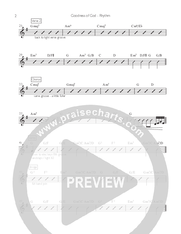 Goodness Of God Rhythm Chart (Abi Oles)