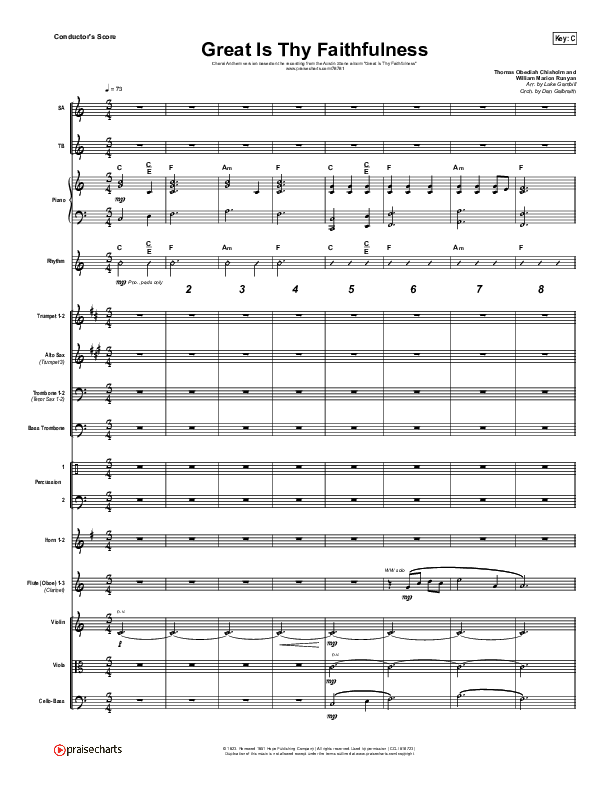 Great Is Thy Faithfulness (Choral Anthem SATB) Conductor's Score (Austin Stone Worship / Arr. Luke Gambill)
