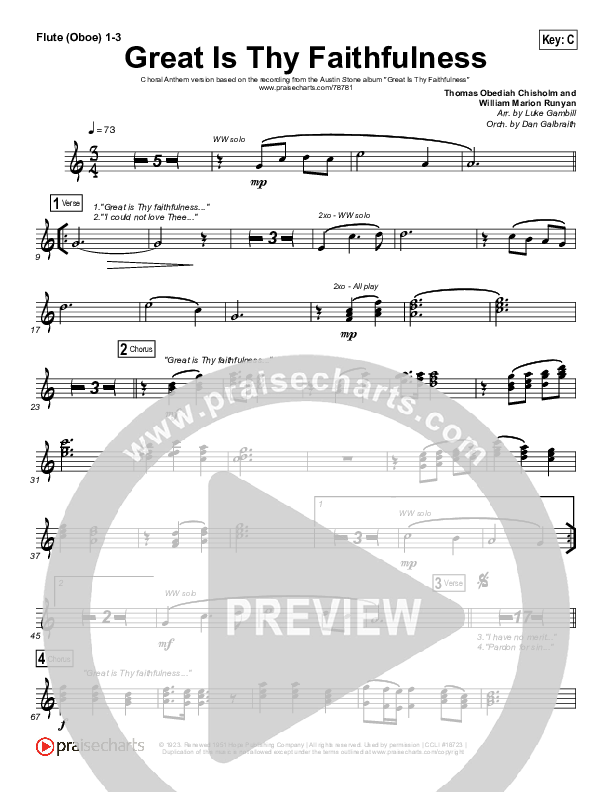 Great Is Thy Faithfulness (Choral Anthem SATB) Flute/Oboe Sheet Music