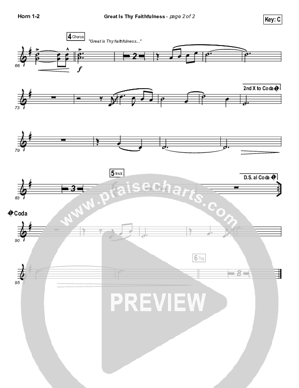 Great Is Thy Faithfulness (Choral Anthem SATB) French Horn 1,2 (Austin Stone Worship / Arr. Luke Gambill)