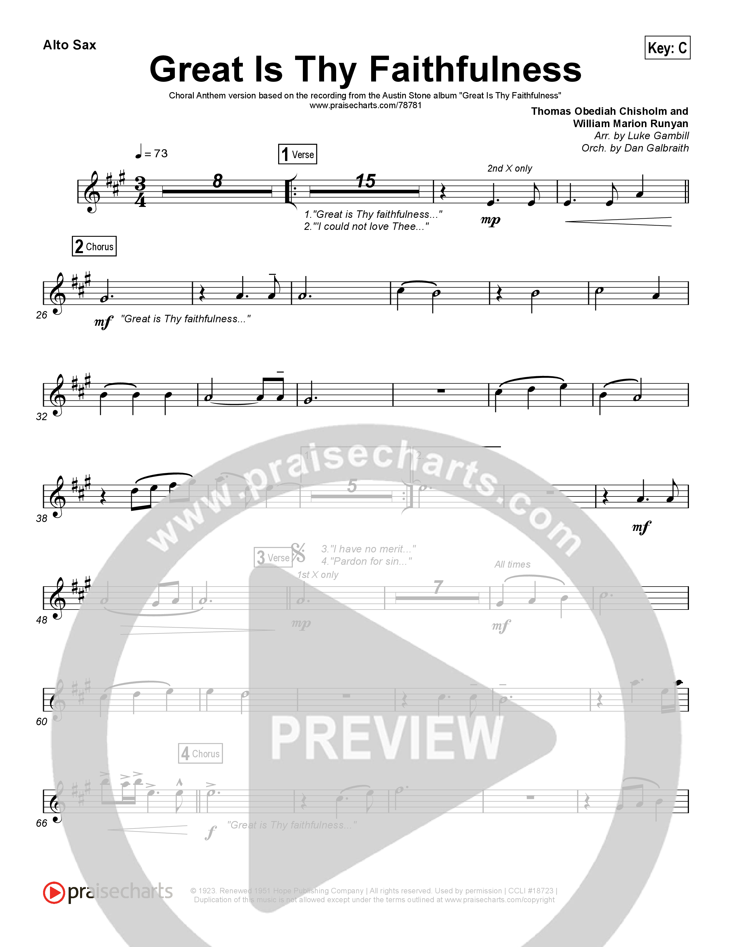 Great Is Thy Faithfulness (Choral Anthem SATB) Sax Pack (Austin Stone Worship / Arr. Luke Gambill)