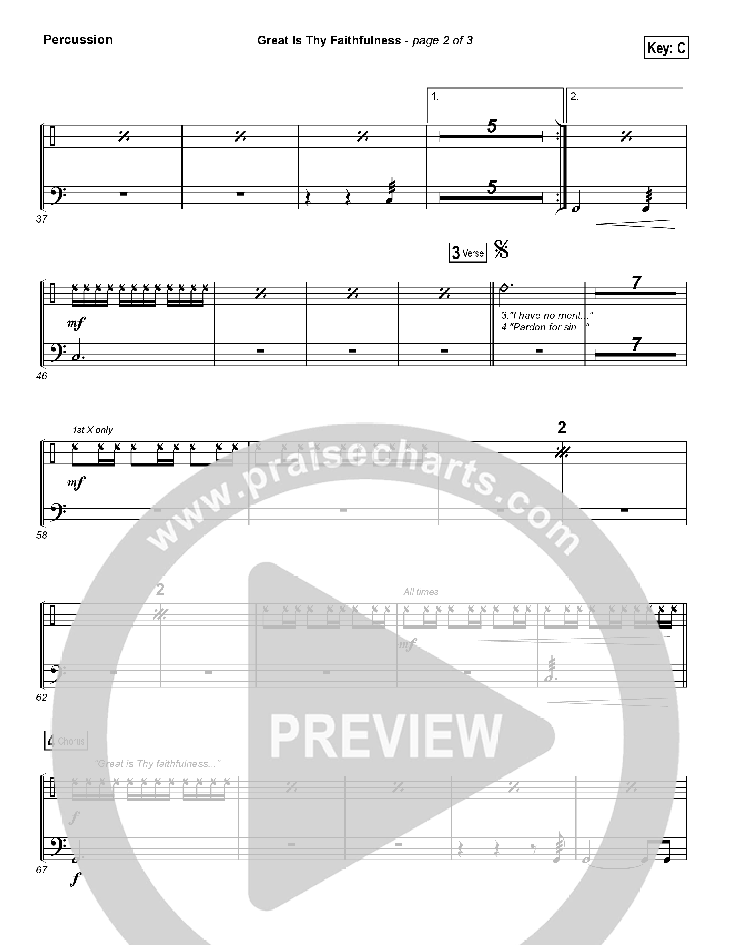 Great Is Thy Faithfulness (Choral Anthem SATB) Percussion (Austin Stone Worship / Arr. Luke Gambill)