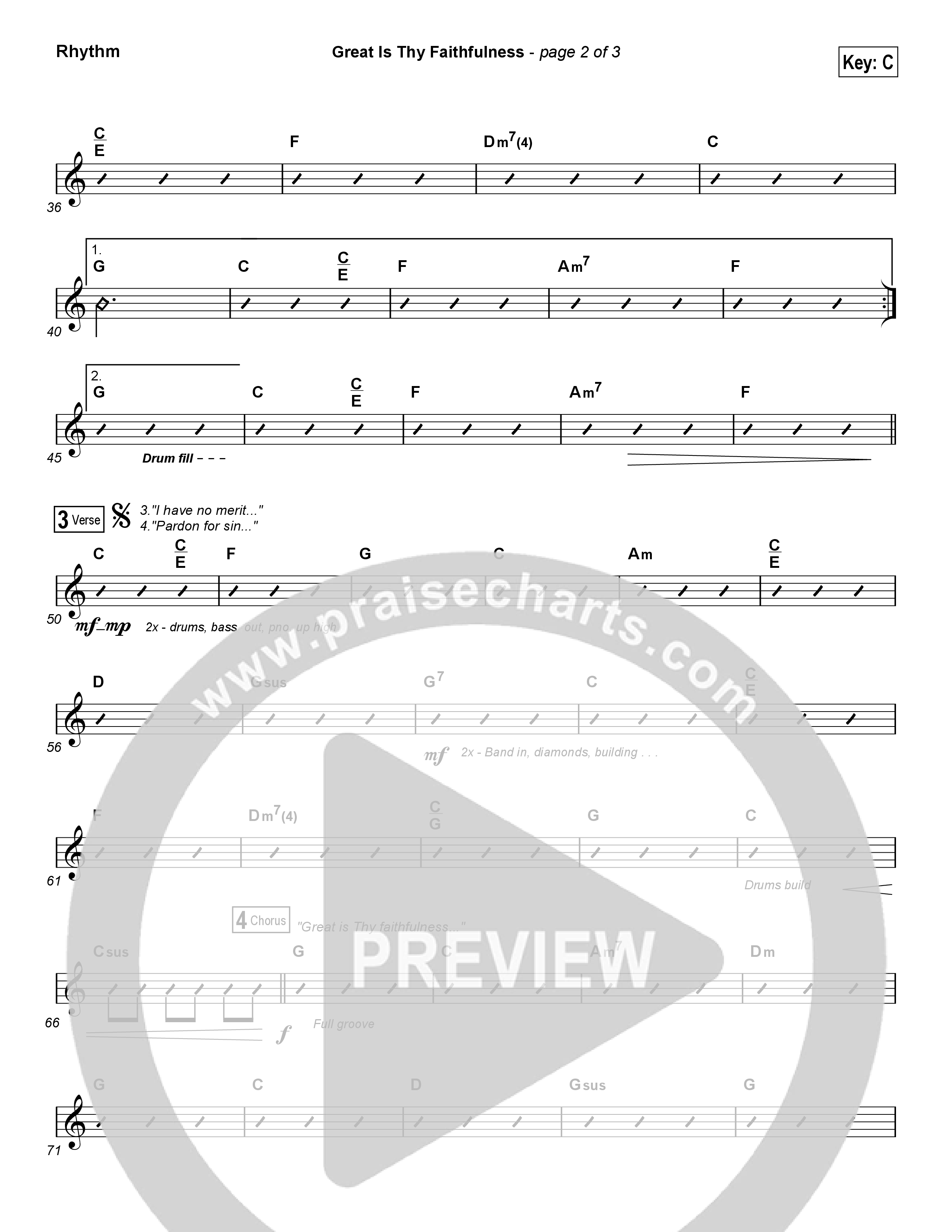Great Is Thy Faithfulness (Choral Anthem SATB) Rhythm Chart (Austin Stone Worship / Arr. Luke Gambill)
