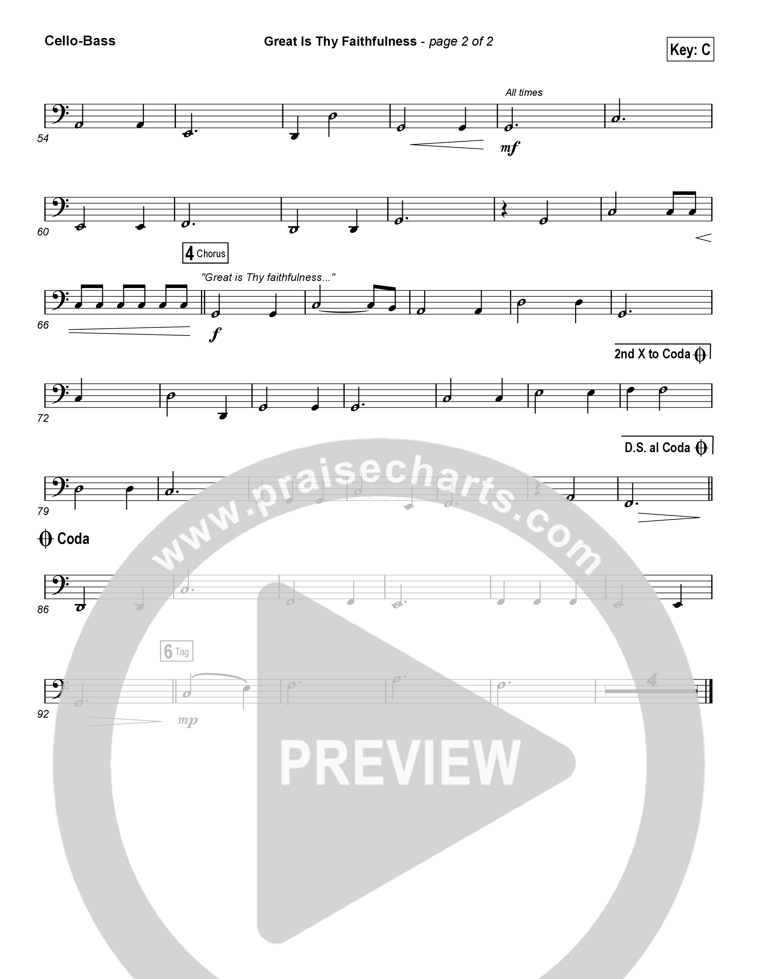 Great Is Thy Faithfulness (Worship Choir SAB) Cello/Bass (Austin Stone Worship / Arr. Luke Gambill)