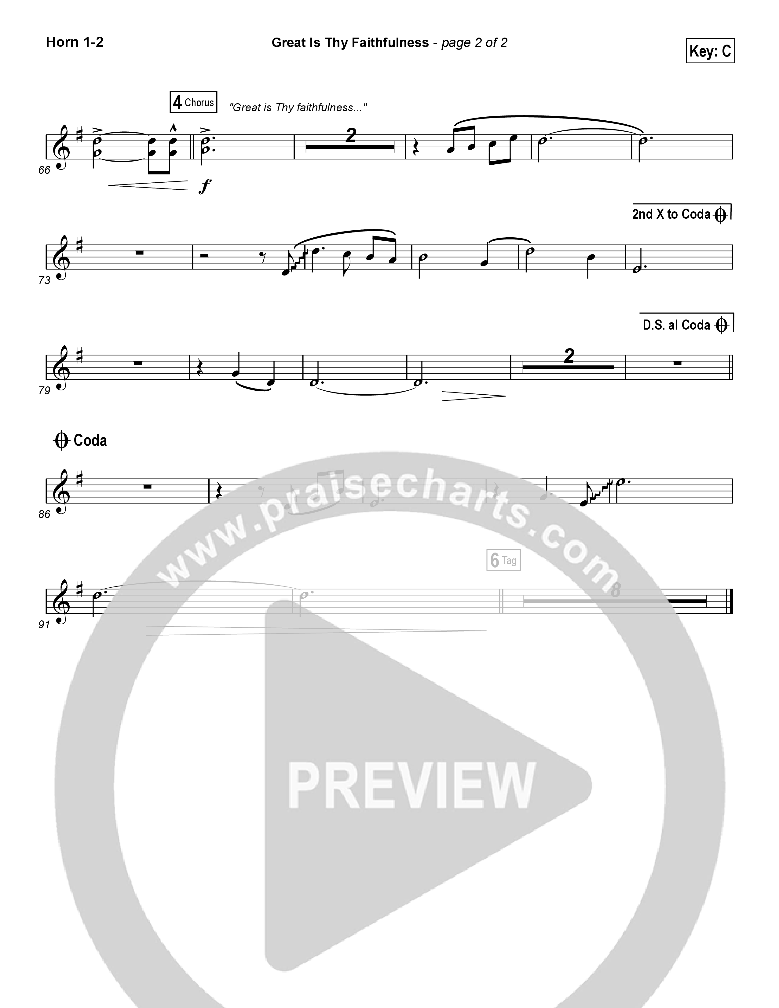 Great Is Thy Faithfulness (Worship Choir SAB) French Horn 1/2 (Austin Stone Worship / Arr. Luke Gambill)